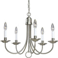 PROGRESS LIGHTING P4008-09 Brushed Nickel Five-Light Brushed Nickel White Candles Traditional Chandelier Light