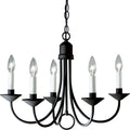 PROGRESS LIGHTING P4008-31 Textured Black Five-Light Textured Black White Candles Traditional Chandelier Light