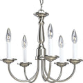 PROGRESS LIGHTING P4009-09 Brushed Nickel Five-Light Brushed Nickel White Candles Traditional Chandelier Light