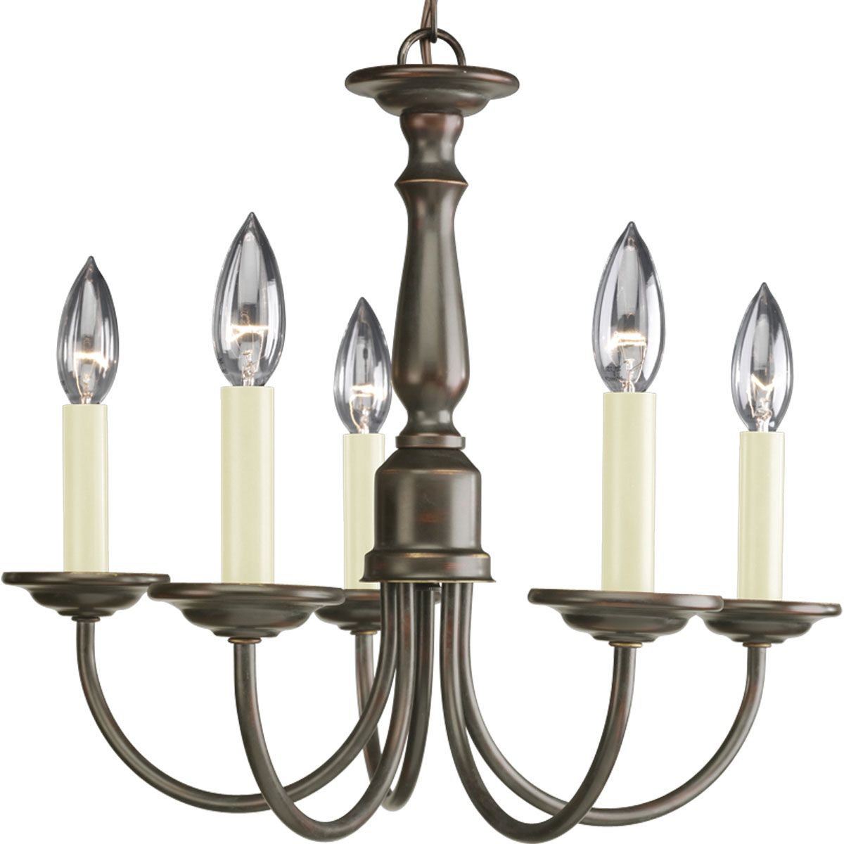 PROGRESS LIGHTING P4009-20 Antique Bronze Five-Light Antique Bronze Ivory Candles Traditional Chandelier Light
