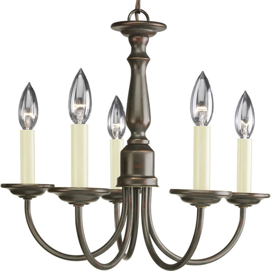 PROGRESS LIGHTING P4009-20 Antique Bronze Five-Light Antique Bronze Ivory Candles Traditional Chandelier Light
