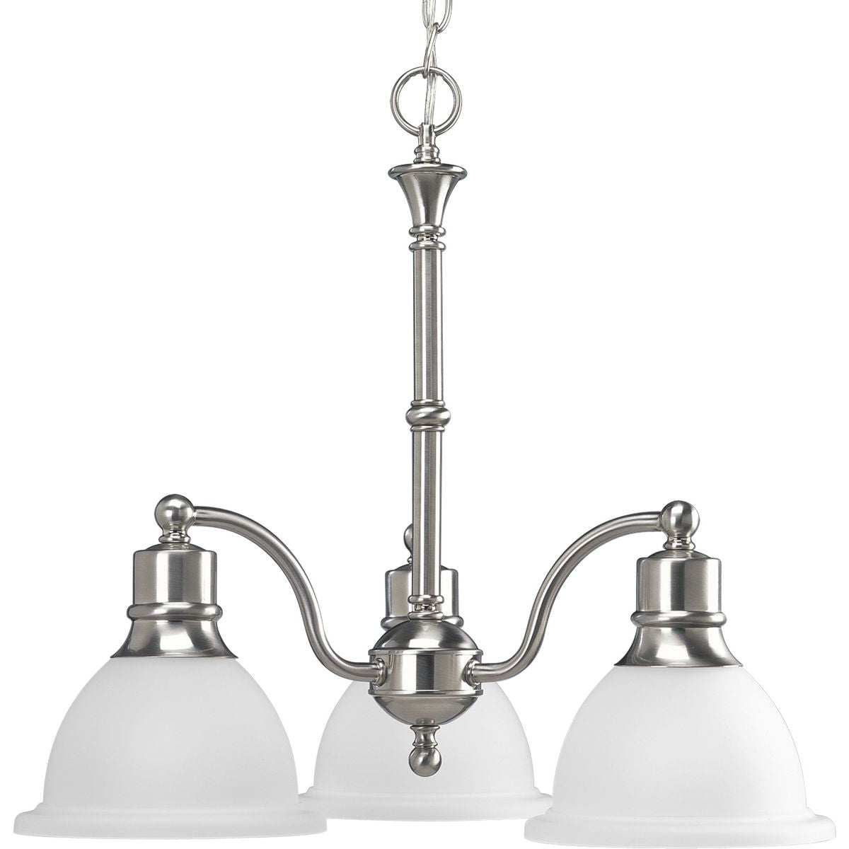 PROGRESS LIGHTING P4280-09 Brushed Nickel Madison Collection Three-Light Brushed Nickel Etched Glass Traditional Chandelier Light