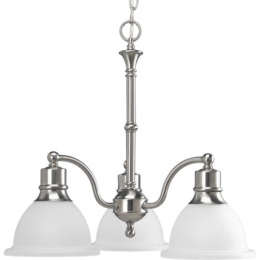 PROGRESS LIGHTING P4280-09 Brushed Nickel Madison Collection Three-Light Brushed Nickel Etched Glass Traditional Chandelier Light