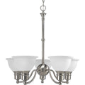 PROGRESS LIGHTING P4281-09 Brushed Nickel Madison Collection Five-Light Brushed Nickel Etched Glass Traditional Chandelier Light