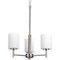 PROGRESS LIGHTING P4318-104 Polished Nickel Replay Collection Three-Light Polished Nickel Etched White Glass Modern Chandelier Light