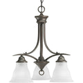 PROGRESS LIGHTING P4324-20 Antique Bronze Trinity Collection Three-Light Antique Bronze Etched Glass Traditional Chandelier Light