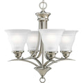 PROGRESS LIGHTING P4326-09 Brushed Nickel Trinity Collection Four-Light Brushed Nickel Etched Glass Traditional Chandelier Light