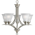 PROGRESS LIGHTING P4328-09 Brushed Nickel Trinity Collection Five-Light Brushed Nickel Etched Glass Traditional Chandelier Light