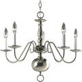 PROGRESS LIGHTING P4355-09 Brushed Nickel Americana Collection Five-Light Brushed Nickel White Candle Traditional Chandelier Light