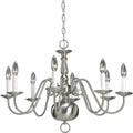 PROGRESS LIGHTING P4357-09 Brushed Nickel Americana Collection Eight-Light Brushed Nickel White Candle Traditional Chandelier Light