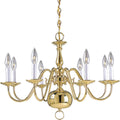 PROGRESS LIGHTING P4357-10 Polished Brass Americana Collection Eight-Light Polished Brass White Candle Traditional Chandelier Light