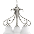 PROGRESS LIGHTING P4405-09 Brushed Nickel Torino Collection Three-Light Brushed Nickel Etched Glass Transitional Chandelier Light