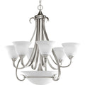 PROGRESS LIGHTING P4417-09 Brushed Nickel Torino Collection Six-Light Brushed Nickel Etched Glass Transitional Chandelier Light