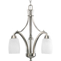 PROGRESS LIGHTING P4434-09 Brushed Nickel Wisten Collection Three-Light Brushed Nickel Etched Glass Modern Chandelier Light