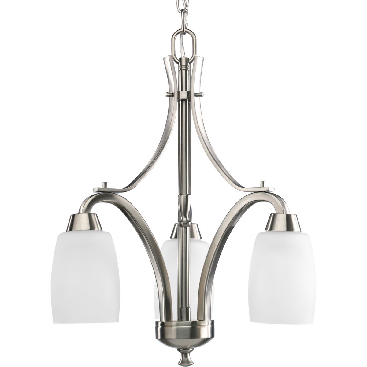PROGRESS LIGHTING P4434-09 Brushed Nickel Wisten Collection Three-Light Brushed Nickel Etched Glass Modern Chandelier Light