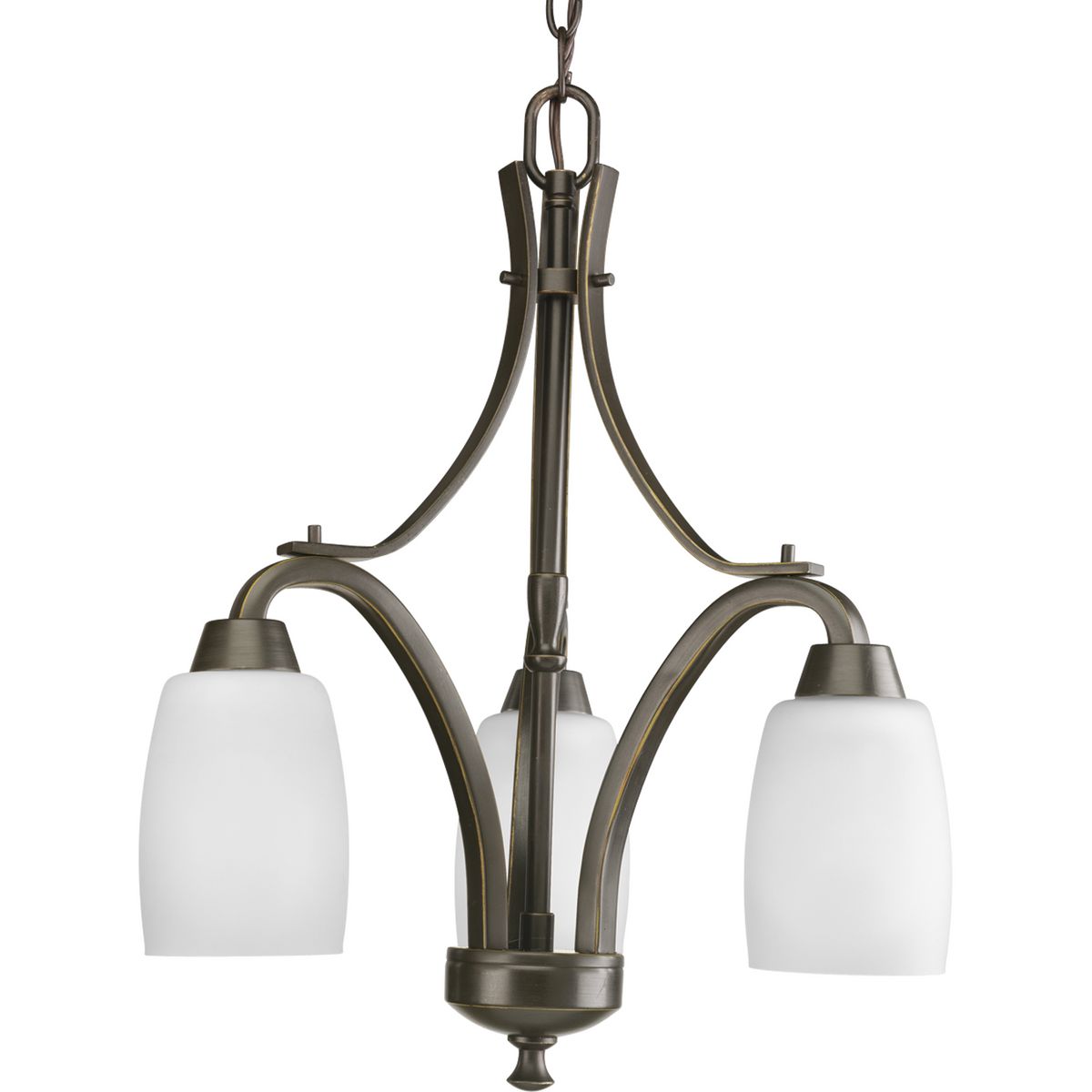 PROGRESS LIGHTING P4434-20 Antique Bronze Wisten Collection Three-Light Antique Bronze Etched Glass Modern Chandelier Light