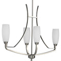 PROGRESS LIGHTING P4435-09 Brushed Nickel Wisten Collection Four-Light Brushed Nickel Etched Glass Modern Chandelier Light