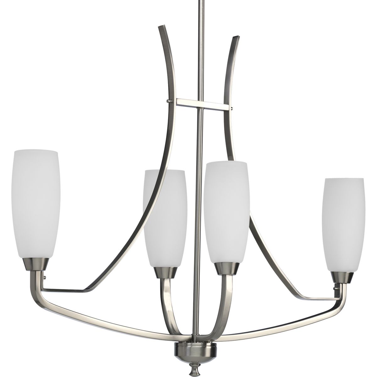 PROGRESS LIGHTING P4435-09 Brushed Nickel Wisten Collection Four-Light Brushed Nickel Etched Glass Modern Chandelier Light