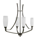 PROGRESS LIGHTING P4435-20 Antique Bronze Wisten Collection Four-Light Antique Bronze Etched Glass Modern Chandelier Light