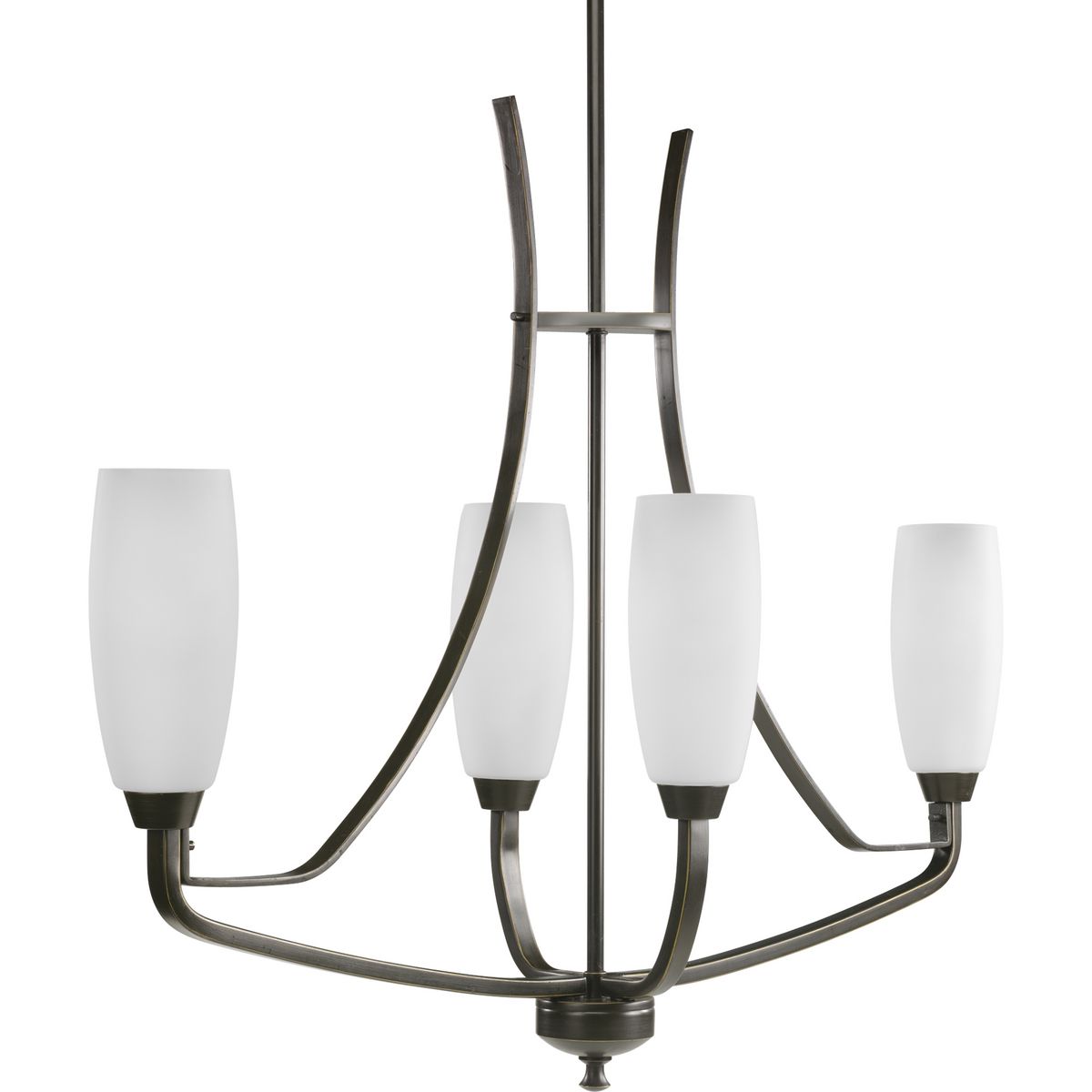 PROGRESS LIGHTING P4435-20 Antique Bronze Wisten Collection Four-Light Antique Bronze Etched Glass Modern Chandelier Light