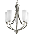 PROGRESS LIGHTING P4436-09 Brushed Nickel Wisten Collection Five-Light Brushed Nickel Etched Glass Modern Chandelier Light