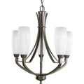 PROGRESS LIGHTING P4436-20 Antique Bronze Wisten Collection Five-Light Antique Bronze Etched Glass Modern Chandelier Light