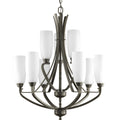 PROGRESS LIGHTING P4439-20 Antique Bronze Wisten Collection Nine-Light Antique Bronze Etched Glass Modern Chandelier Light