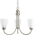PROGRESS LIGHTING P4440-09 Brushed Nickel Gather Collection Three-Light Brushed Nickel Etched Glass Traditional Chandelier Light
