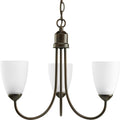 PROGRESS LIGHTING P4440-20 Antique Bronze Gather Collection Three-Light Antique Bronze Etched Glass Traditional Chandelier Light