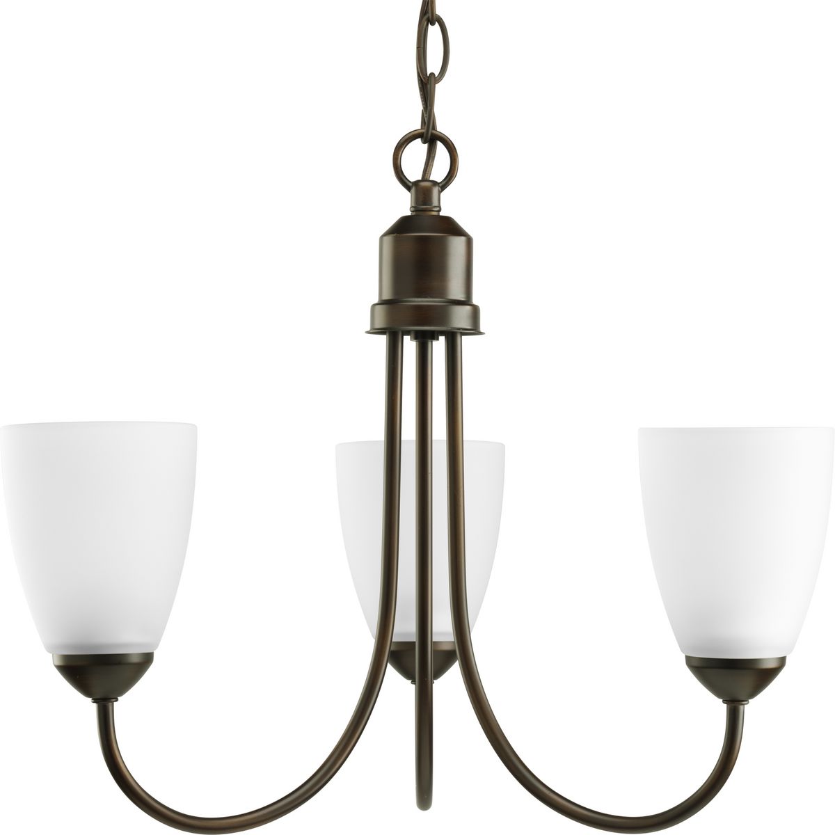PROGRESS LIGHTING P4440-20 Antique Bronze Gather Collection Three-Light Antique Bronze Etched Glass Traditional Chandelier Light