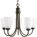 PROGRESS LIGHTING P4441-20 Antique Bronze Gather Collection Five-Light Antique Bronze Etched Glass Traditional Chandelier Light