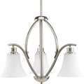 PROGRESS LIGHTING P4489-09 Brushed Nickel Joy Collection Three-Light Brushed Nickel Etched Glass Traditional Chandelier Light