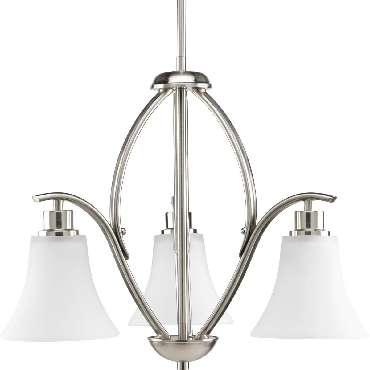 PROGRESS LIGHTING P4489-09 Brushed Nickel Joy Collection Three-Light Brushed Nickel Etched Glass Traditional Chandelier Light