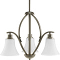 PROGRESS LIGHTING P4489-20W Antique Bronze Joy Collection Three-Light Antique Bronze Etched White Glass Traditional Chandelier Light