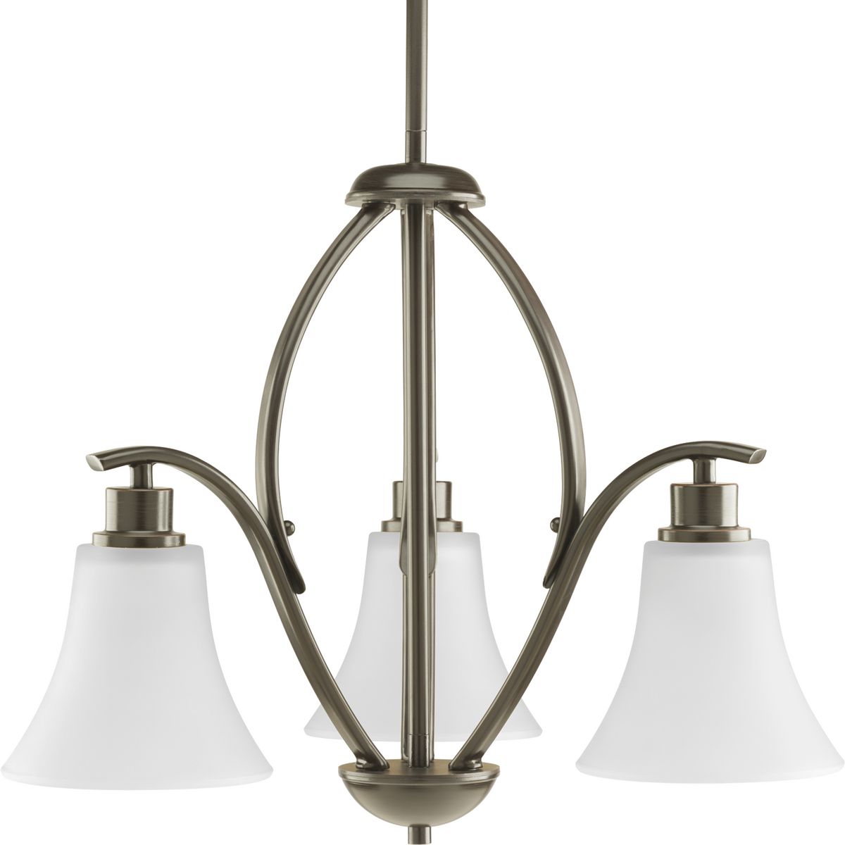PROGRESS LIGHTING P4489-20W Antique Bronze Joy Collection Three-Light Antique Bronze Etched White Glass Traditional Chandelier Light