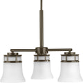 PROGRESS LIGHTING P4612-20 Antique Bronze Cascadia Collection Three-Light Antique Bronze Etched Glass Coastal Chandelier Light