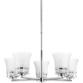 PROGRESS LIGHTING P4613-15 Polished Chrome Cascadia Collection Five-Light Polished Chrome Etched Glass Coastal Chandelier Light