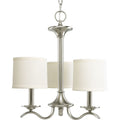 PROGRESS LIGHTING P4632-09 Brushed Nickel Inspire Collection Three-Light Brushed Nickel Off-White Linen Shade Traditional Chandelier Light
