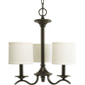PROGRESS LIGHTING P4632-20 Antique Bronze Inspire Collection Three-Light Antique Bronze Off-White Linen Shade Traditional Chandelier Light