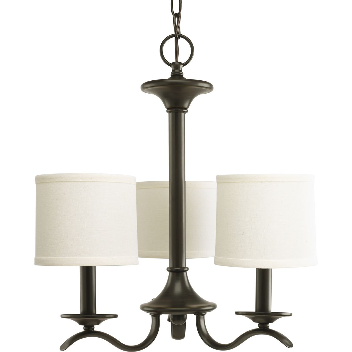 PROGRESS LIGHTING P4632-20 Antique Bronze Inspire Collection Three-Light Antique Bronze Off-White Linen Shade Traditional Chandelier Light