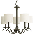 PROGRESS LIGHTING P4635-20 Antique Bronze Inspire Collection Five-Light Antique Bronze Off-White Linen Shade Traditional Chandelier Light