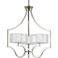 PROGRESS LIGHTING P4644-104WB Polished Nickel Caress Collection Three-Light Polished Nickel Clear Water Glass Luxe Chandelier Light