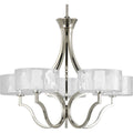 PROGRESS LIGHTING P4645-104WB Polished Nickel Caress Collection Five-Light Polished Nickel Clear Water Glass Luxe Chandelier Light