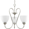 PROGRESS LIGHTING P4664-09 Brushed Nickel Heart Collection Three-Light Brushed Nickel Etched Glass Farmhouse Chandelier Light