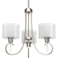 PROGRESS LIGHTING P4695-09 Brushed Nickel Invite Collection Three-Light Brushed Nickel White Silk Mylar Shade New Traditional Chandelier Light