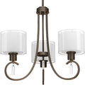 PROGRESS LIGHTING P4695-20 Antique Bronze Invite Collection Three-Light Antique Bronze White Silk Mylar Shade New Traditional Chandelier Light