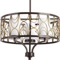 PROGRESS LIGHTING P4699-20 Antique Bronze Cirrine Collection Three-Light Antique Bronze Etched White Glass Global Chandelier Light