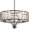 PROGRESS LIGHTING P4700-20 Antique Bronze Cirrine Collection Five-Light Antique Bronze Etched White Glass Global Chandelier Light