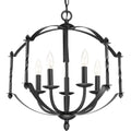 PROGRESS LIGHTING P4710-31 Matte Black Greyson Collection Five-Light Matte Black Farmhouse Chandelier Light