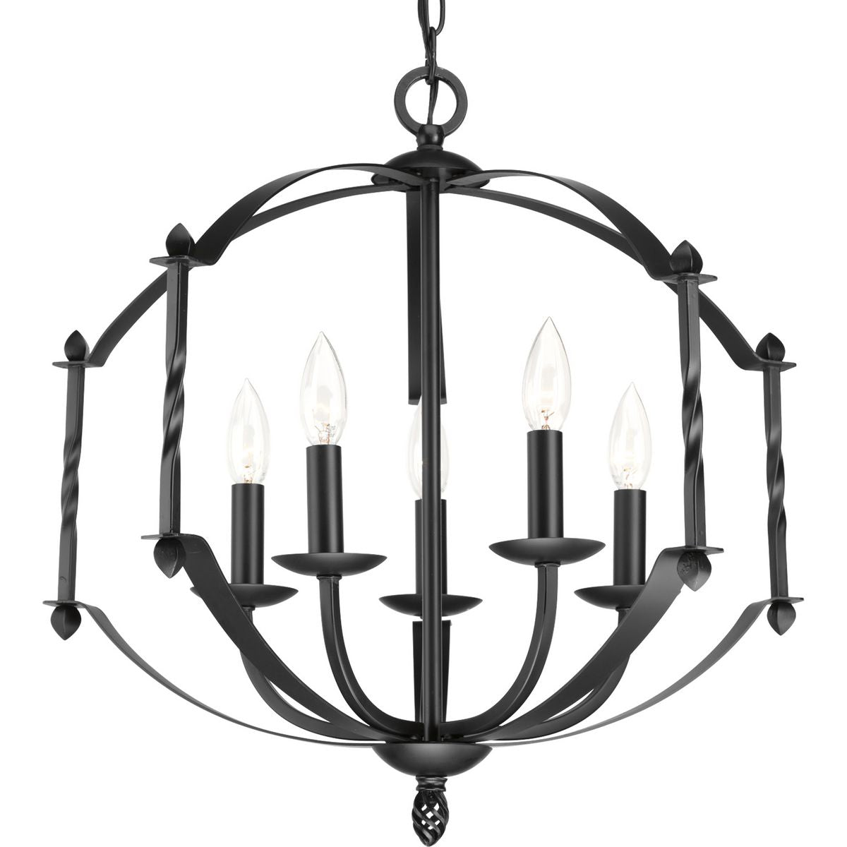 PROGRESS LIGHTING P4710-31 Matte Black Greyson Collection Five-Light Matte Black Farmhouse Chandelier Light